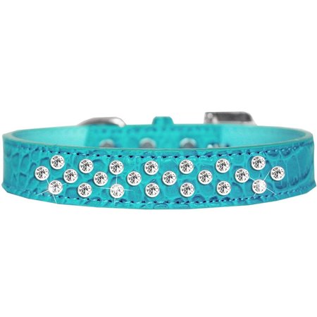 MIRAGE PET PRODUCTS Sprinkles Clear Jewel Croc Dog CollarTurquoise Size 16 720-07 TQC16